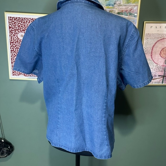 Vintage Talbots Blue Denim Button-Up Shirt Size 14 😻 - Picture 3 of 4
